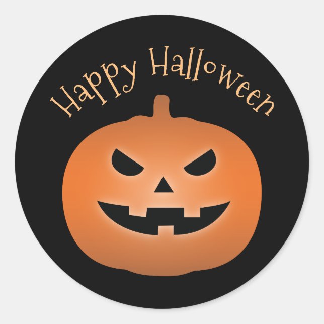 Adesivo Feliz Halloween Assombrado Jack O Lantern Pumpkin (Frente)