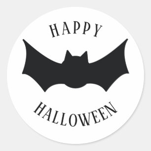 Adesivo Feliz Halloween. Bat. Preto e branco assustado