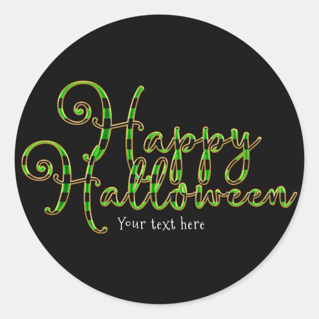 Adesivo Feliz Halloween Black & Green Strips Party Favor d (Frente)