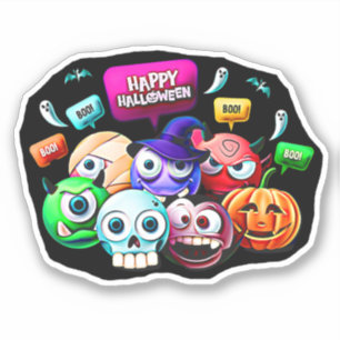 Adesivo Feliz Halloween Boo, conjunto de personagens 3D