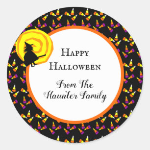 Adesivo Feliz Halloween - Bruxa Bonita - Padrão de Milho 