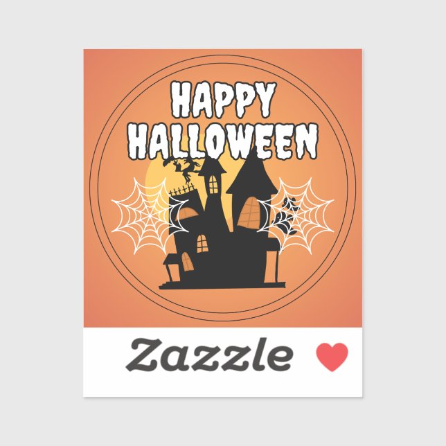 Adesivo Feliz Halloween Casas e Aranha (Folha)