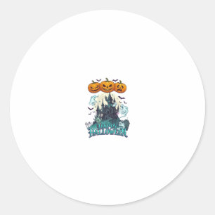 Adesivo Feliz Halloween Castelo Assombrado Abóboras Fantas