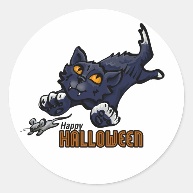 Adesivo Feliz Halloween Cat e Rato (Frente)