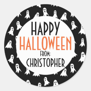 Adesivo Feliz Halloween - Crianças de Padrão Fantasma Pe