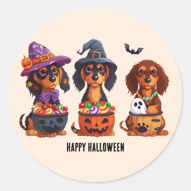 Adesivo Feliz Halloween Dachshund Dogs (Frente)