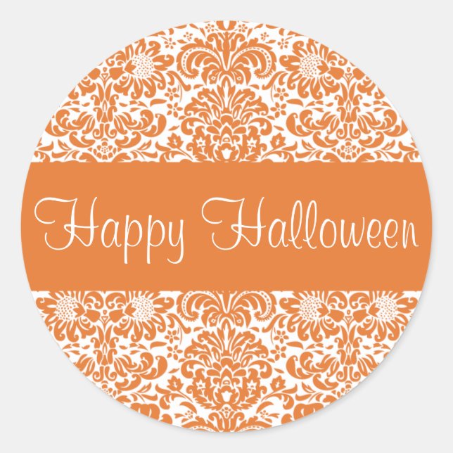 Adesivo Feliz Halloween Damask Envelope Sticker Seal (Frente)