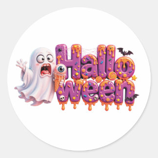 Adesivo Feliz Halloween Doce Gotejamento Texto Com Morcego