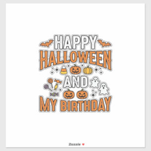 Adesivo Feliz Halloween E Meu Aniversário Design Vintage_1