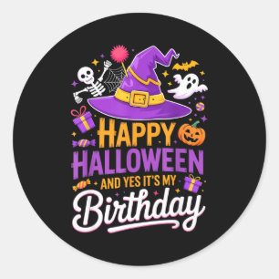 Adesivo Feliz Halloween E Sim É Meu Aniversário Chapéu De