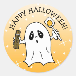 Adesivo Feliz Halloween Fantasma com Bar de doces