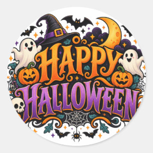 Adesivo Feliz Halloween Fantasmas Caveiras e Abóboras Ades