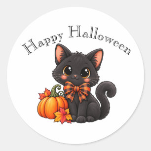 Adesivo Feliz Halloween Gatinho Preto Fofo