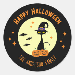 Adesivo Feliz Halloween Gato Preto Personalizado