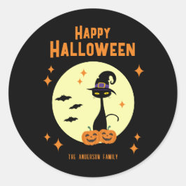 Adesivo Feliz Halloween Gato Preto Personalizado