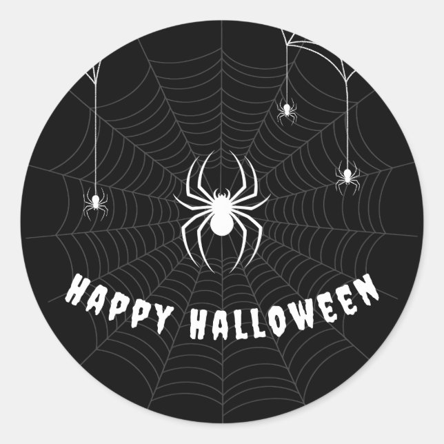 Adesivo Feliz Halloween Gothy Scary Black Spider Web (Frente)