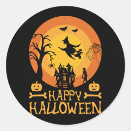 Adesivo Feliz Halloween Haunted House Sticker