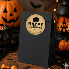 Adesivo Feliz Halloween Jack-O-Lantern Papel Marrom