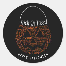 Adesivo Feliz Halloween Jack O Lanterna Word Art Laranja