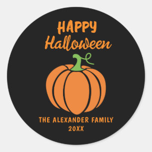 Adesivo Feliz Halloween Laranja Abóbora Preta