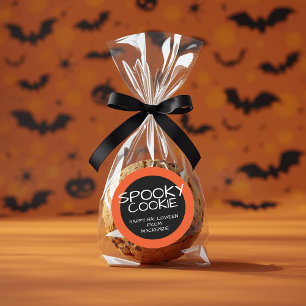 Adesivo Feliz Halloween Laranja Branca Biscoito
