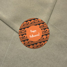 Adesivo Feliz Halloween Laranja Pumpkin Jack O Lanterna