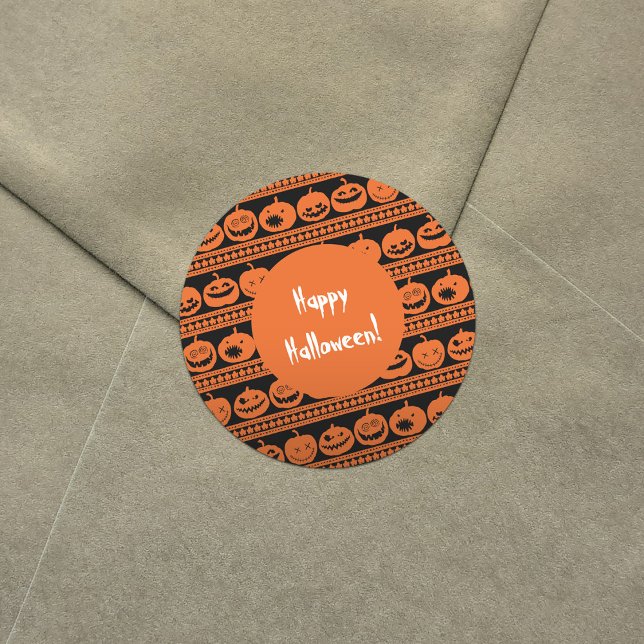 Adesivo Feliz Halloween Laranja Pumpkin Jack O Lanterna (Criador carregado)