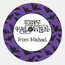 Feliz Halloween morcegos roxos pretos assustados S