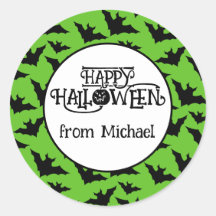 Feliz Halloween morcegos verdes preto assustador S