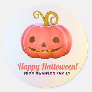 Adesivo Feliz Halloween Nome da Família Cute Jack-o-Lanter