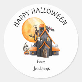 Adesivo Feliz Halloween Personalizado com Fantasma Fofo
