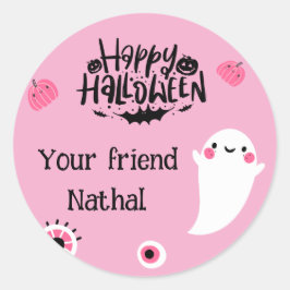 Adesivo Feliz Halloween Personalizado com Fantasma Fofo RO