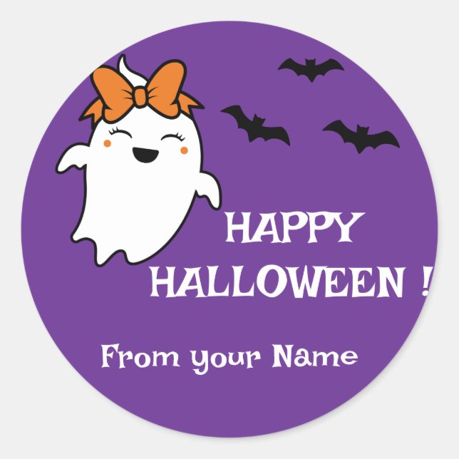 Adesivo Feliz Halloween Personalizado Ghost Pumpkin (Frente)