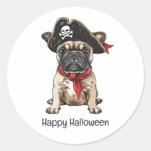 Adesivo Feliz Halloween Pirate Buldogue Francês