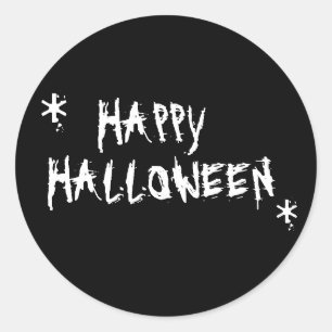 Adesivo Feliz Halloween preto branco e assustador diversão