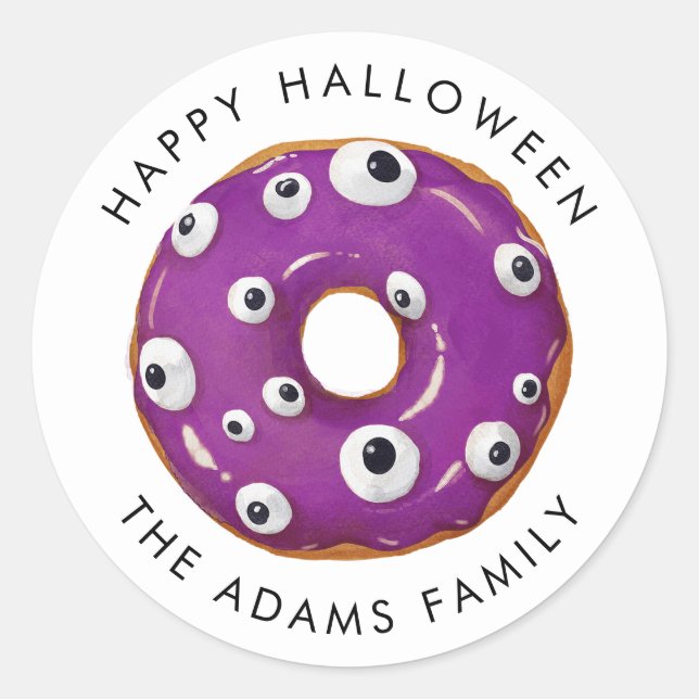 Adesivo Feliz Halloween Purple Gooey Rosquinha (Frente)