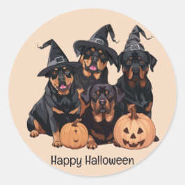 Adesivo Feliz Halloween Rottweiler Cães Jack O Lanterna