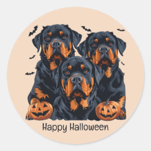 Adesivo Feliz Halloween Rottweiler Cães Jack O Lanterna