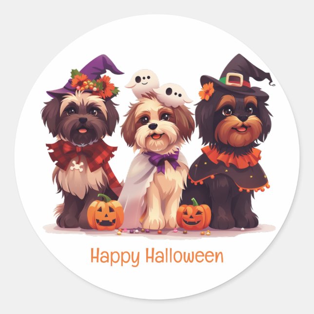 Adesivo Feliz Halloween Shih Tzu Dogs (Frente)