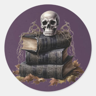 Adesivo Feliz Halloween Skull e Livros