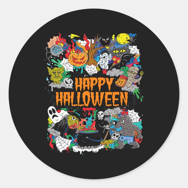 Adesivo Feliz Halloween Spooky Retro (Frente)
