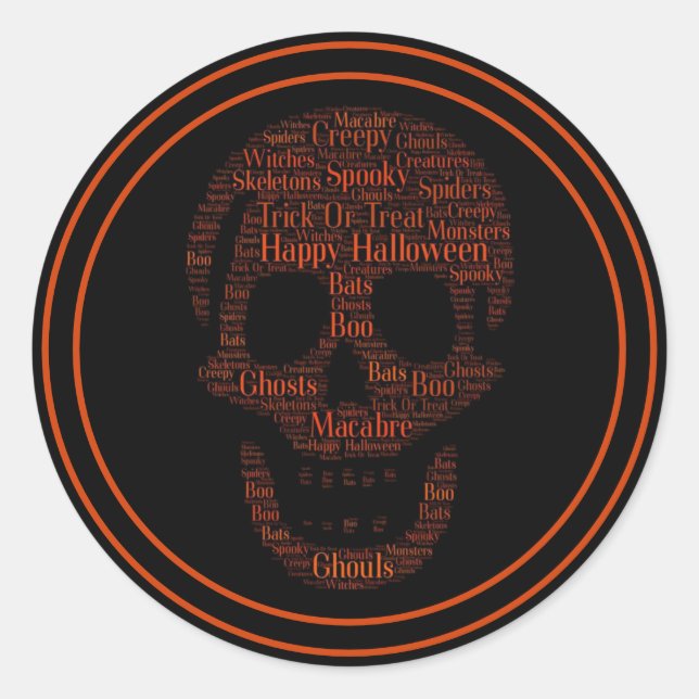 Adesivo Feliz Halloween Spooky Skull (Frente)