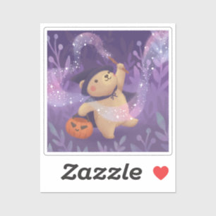 Adesivo Feliz Halloween: Ursinho a Bruxa