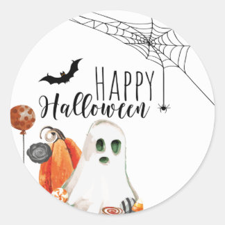 Adesivo Feliz Halloween Watercolor Ghost