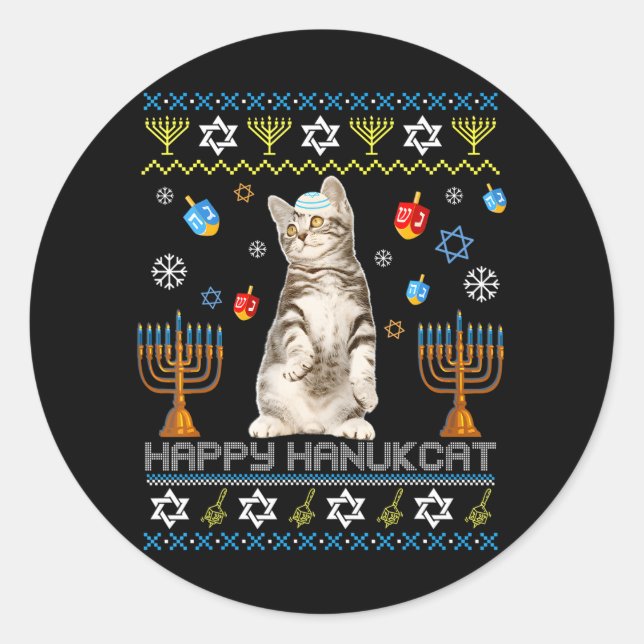 Adesivo Feliz Hanukcat Ugly Hanukkah Maine Coon Cat (Frente)