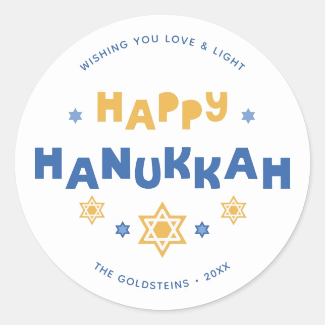 Adesivo "Feliz Hanukkah" Amor e Luz (Frente)