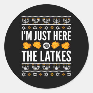 Adesivo Feliz Hanukkah Aqui Por Latkes Hebraico Judeu