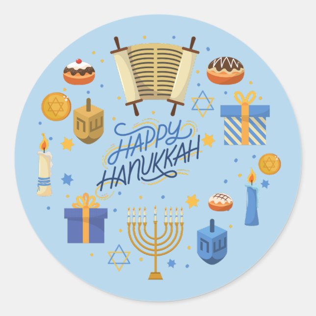 Adesivo Feliz Hanukkah Cute (Frente)