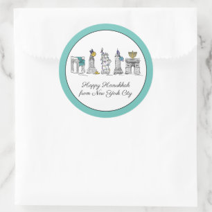 Adesivo Feliz Hanukkah da Nova Iorque NYC Chanukah