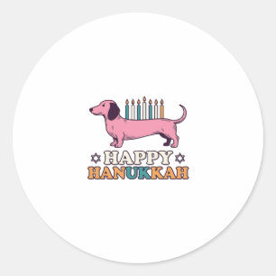 Adesivo Feliz Hanukkah Dachshund Menorá Camisa de Cachorro